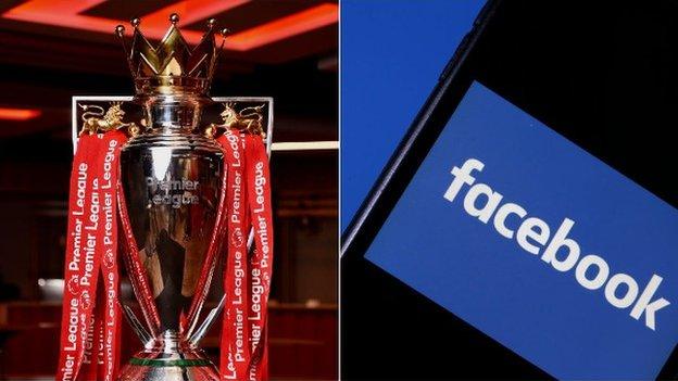 Premier League trophy and Facebook logo