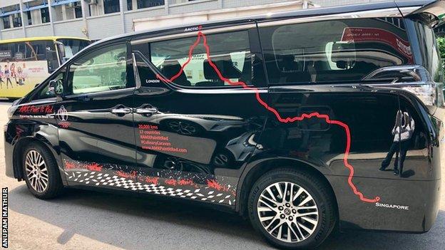 The Toyota Vellfire the Mathur family have driven from Singapore to London in