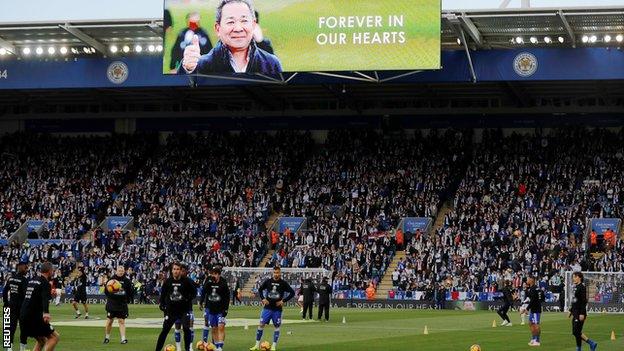 The King Power Stadium during Leicester's first home game since Vichai Srivaddhanaprabha's death.