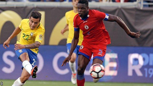Philippe Coutinho scores against Haiti