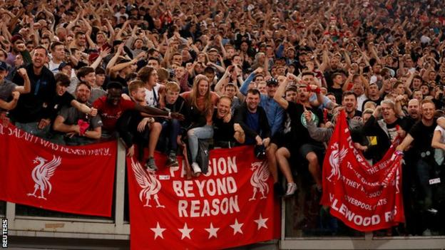 Liverpool were backed by 5,000 fans at Stadio Olimpico