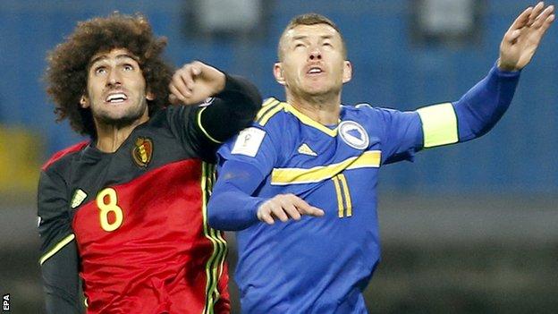Marouane Fellaini in action against Bosnia-Herzegovina on Saturday
