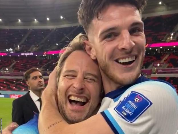 Chesney Hawkes with West Ham and England midfielder Declan Rice