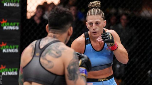 Kayla Harrison in action against Larissa Pacheco in November