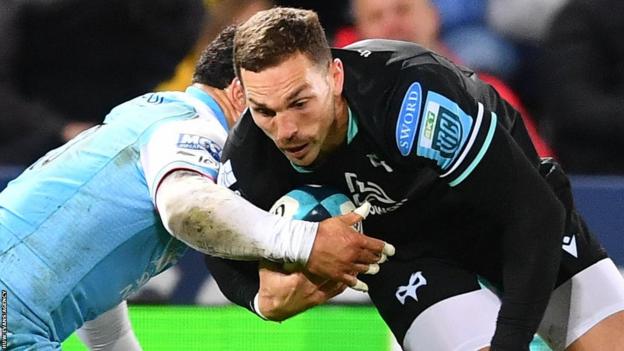 George North attacks for Ospreys against Glasgow Warriors