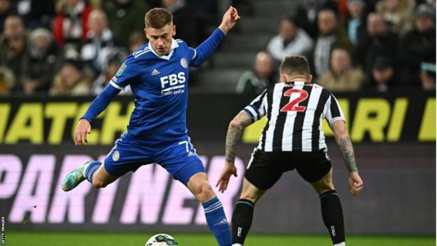 Harvey Barnes in action for Leicester against Newcastle