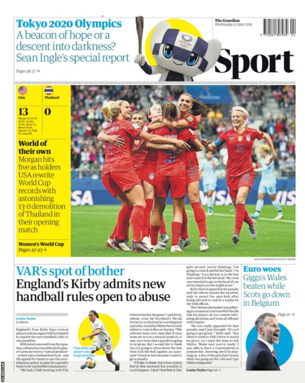 Wednesday's Guardian back page reads: 'World of their own'