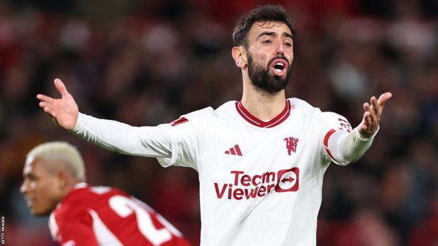 Bruno Fernandes playing for Manchester United