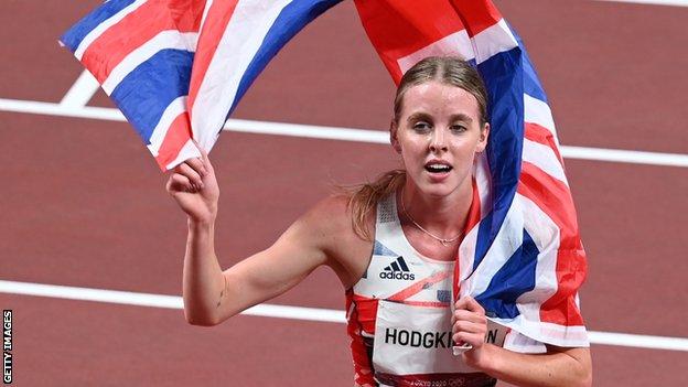 Keely Hodgkinson celebrates Olympic silver medal at Beijing 2020