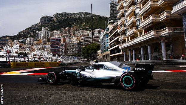 Lewis Hamilton in action at the 2018 Monaco Grand Prix