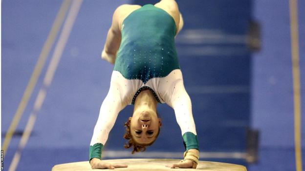 Allana Slater completes a vault during training