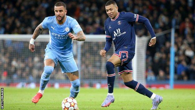 Kyle Walker and Kylian Mbappe