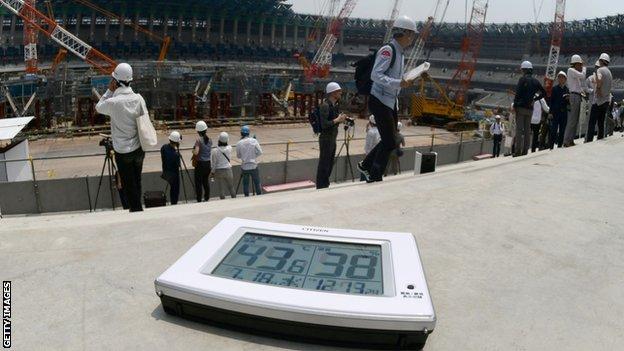 Temperature gauge at a Tokyo stadium