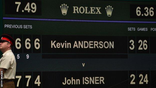 Kevin Anderson beat John Isner 26-24 in the final set to reach the Wimbledon final in 2018