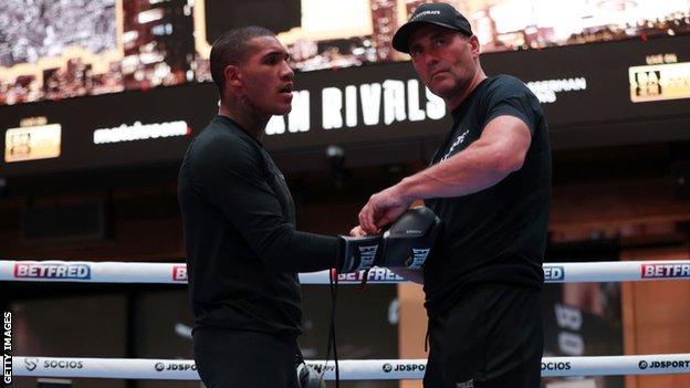 Conor Benn with his trainer Tony Sims