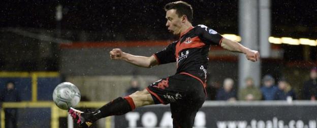 Paul Heatley's stunning left-footed volley kept Crusaders' league title bid on track at Seaview