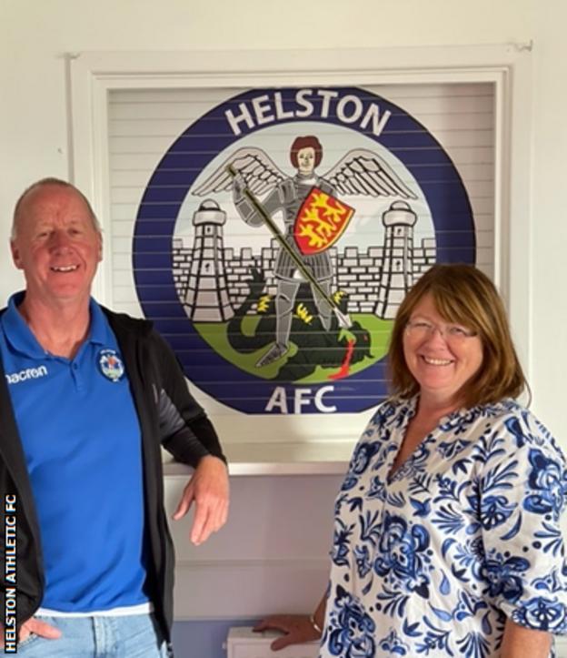Helston Athletic chairman Paul Hendy (left) and treasurer Sandra Egan