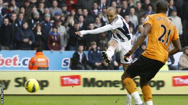 Peter Odemwingie fired in with his right foot to complete his Molineux treble