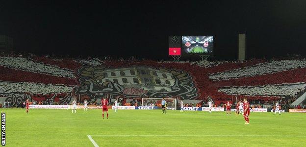 Wydad Casablanca fans during a quarter-final of the African Champions League