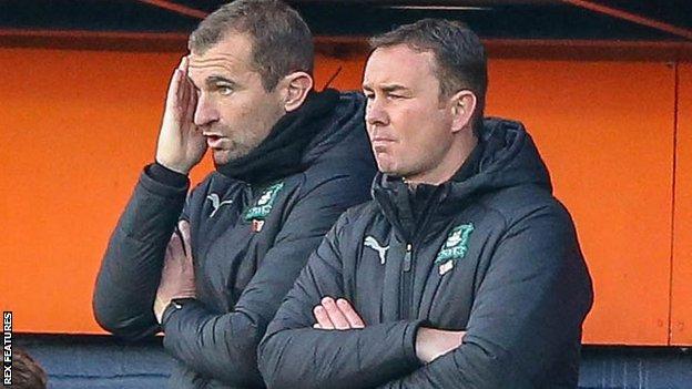 Derek Adams and assistant Paul Wotton