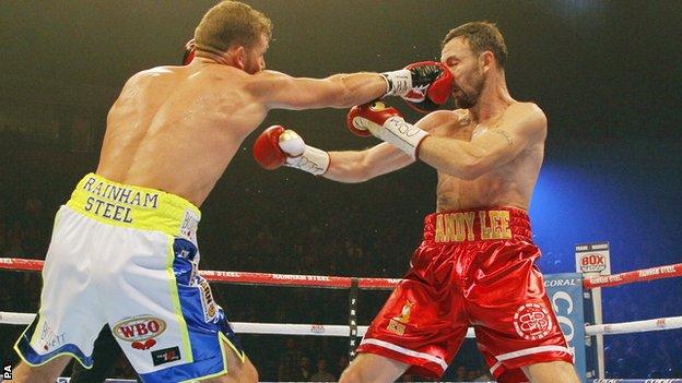 Billy Joe Saunders (left) connects against Andy Lee