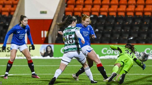 Kathryn Hill scores for Rangers against Celtic