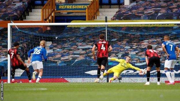 Joshua King scores against Everton