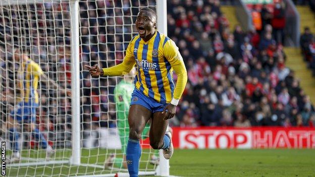 Daniel Udoh's goal gave Shrewsbury a shock lead in the FA Cup tie at Liverpool but the Reds fought back to win 4-1