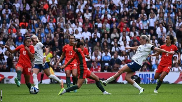 Alessia Russo successful  enactment   against Portugal