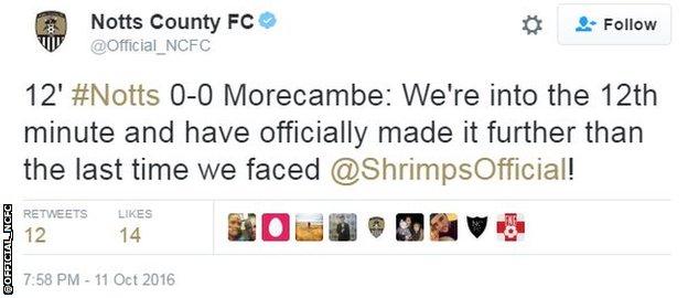 Notts County tweet