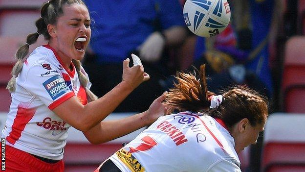 Winger Danielle Bush scored the first of St Helens' seven tries