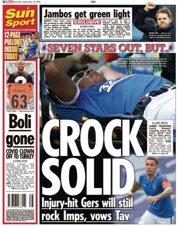 The back page of the Scottish Sun on 140920