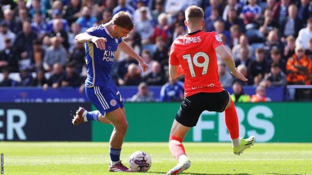 Leicester's Keenan Dewsbury-Hall scores against Birmingham