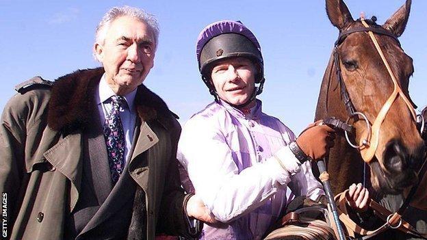 Sir Robert Ogden with jockey Mick Fitzgerald and See More Business