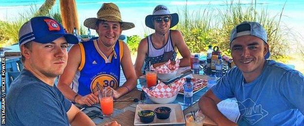 Jordan Spieth, Justin Thomas, Smylie Kaufman and Rickie Fowler on holiday in the Bahamas