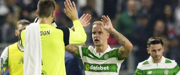 Craig Gordon and Leigh Griffiths celebrate at full-time