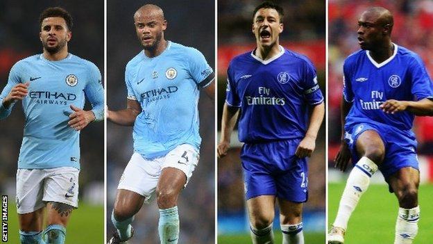 Kyle Walker, Vincent Kompany, John Terry and William Gallas