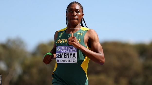 Caster Semenya runs the 5,000m at the 2022 World Championships in Oregon.