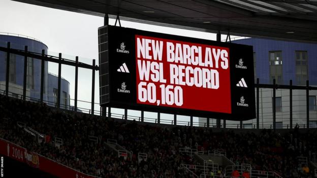 A sign showing Arsenal's WSL appearance record