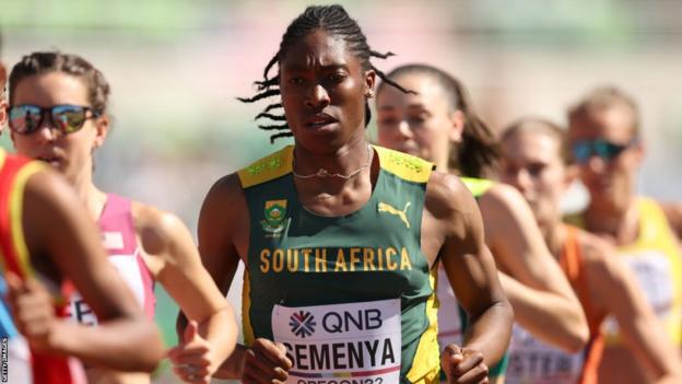 Caster Semenya competes in the 5,000m at the World Championships in 2022