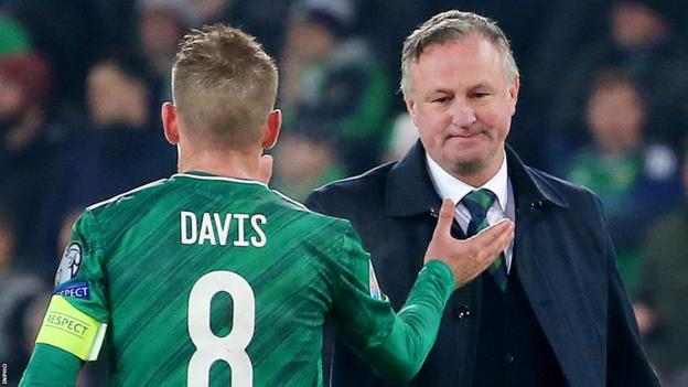 NI captain Steven Davis and manager Michael O'Neill