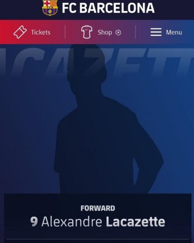 Lacazette's profile appeared on the Barcelona website