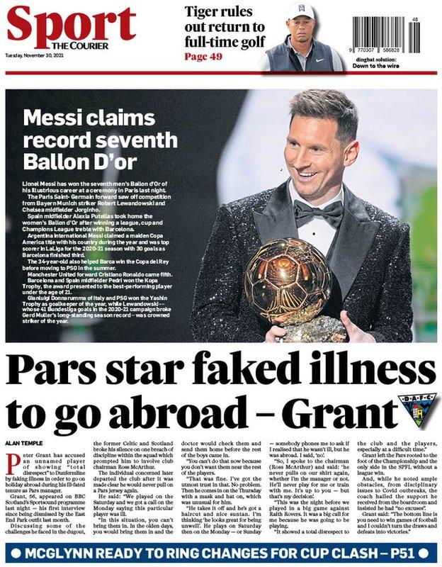 The back page of the Courier on 301121
