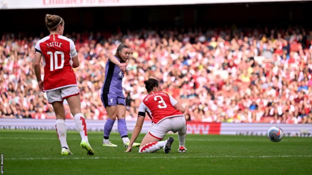 Miri Taylor celebrates scoring for Liverpool in the Women's Super League