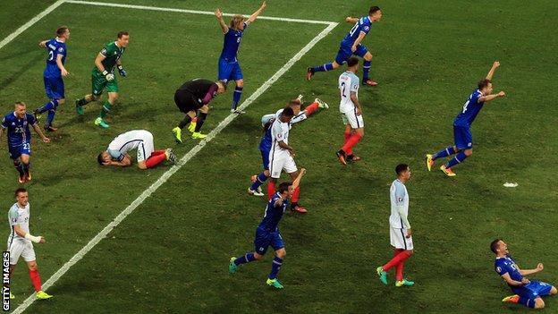Iceland celebrates victory over England at Euro 2016