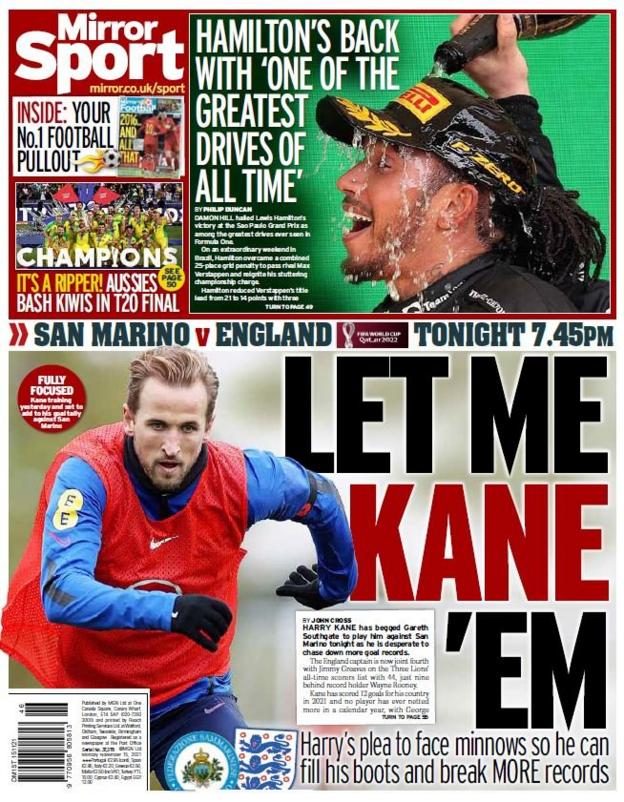Monday's back pages BBC Sport