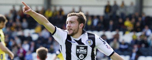 St Mirren's Paul McMullan celebrates