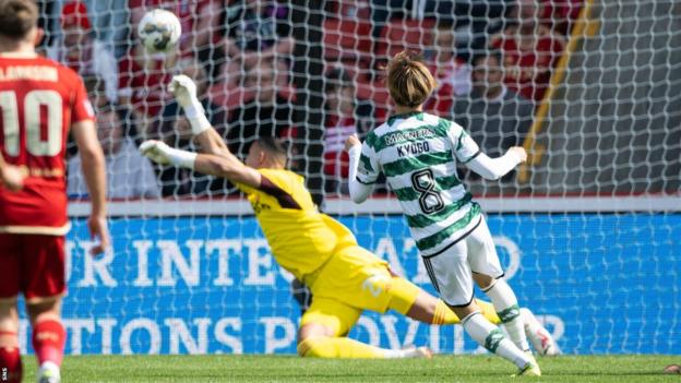 Kyogo Furuhashi scores for Celtic against Aberdeen