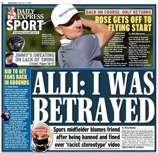 Friday's Express back page
