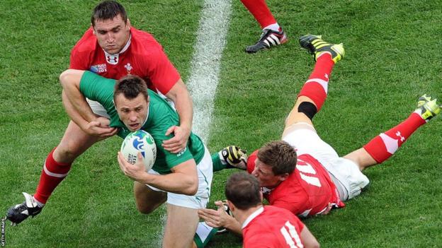 Tommy Bowe in action against Wales in 2011